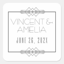 ミニマルアールデコホワイトカスタムウェディング スクエアシール