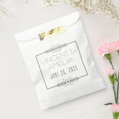ミニマルアールデコホワイトカスタムウェディング フェイバーバッグ (封をした状態)