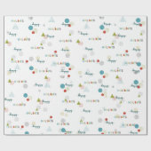 ミニマルアールデコホワイトティール(緑がかった色)レッドハッピーホリデイズ ラッピングペーパー (フラット)