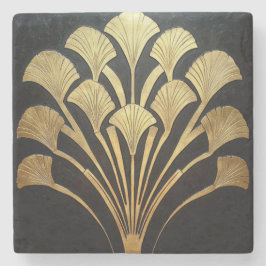 ミニマルアールデコ日が差すことブラックと金ゴールド ストーンコースター