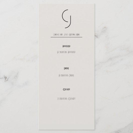 ミニマルアールデコ結婚ズのメイン招待状 メニュー (正面)