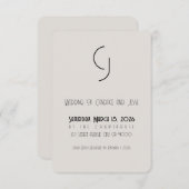 ミニマルアールデコ結婚式の日付の保存 セーブザデート (正面/裏面)