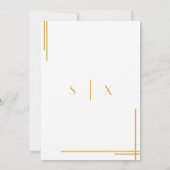 ミニマルアールデコ金ゴールド結婚式招待状 招待状 (裏面)