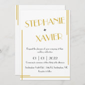 ミニマルアールデコ金ゴールド結婚式招待状 招待状 (正面/裏面)