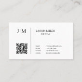 ミニマルイニシャルエレガントクラスQRコード 名刺 (裏面)