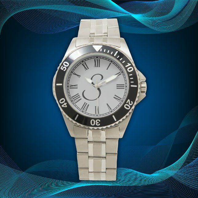 ミニマルイニシャルシンプルモノグラムのローマ数字 | 腕時計 (クリエイターアップロード済み)