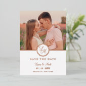 ミニマルイニシャルファンシーバラ金ゴールド結婚写真 箔招待状 (立ち正面)