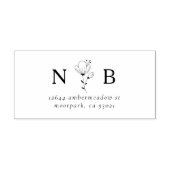 ミニマルイニシャルフローラカップル差出人住所 ラバースタンプ (インプリント)