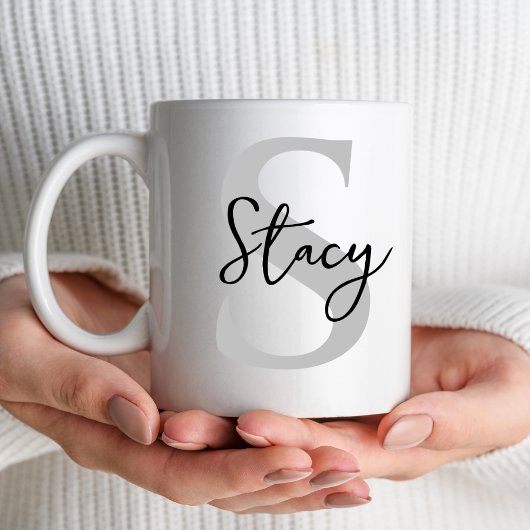 ミニマルイニシャルレターモノグラムクリスマスプレゼント マグカップ