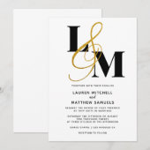 ミニマルイニシャル結婚式招待状 招待状 (正面/裏面)