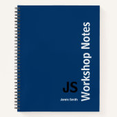 ミニマルイニシャル ブラック ブルー ホワイト ワークショップ ノートブック (正面)