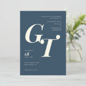 ミニマルイニシャル |モダンエレガントネイビ結婚ーズ (スタンド正面)