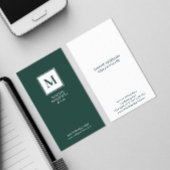ミニマルイニシャル |濃い緑の白い枠 名刺