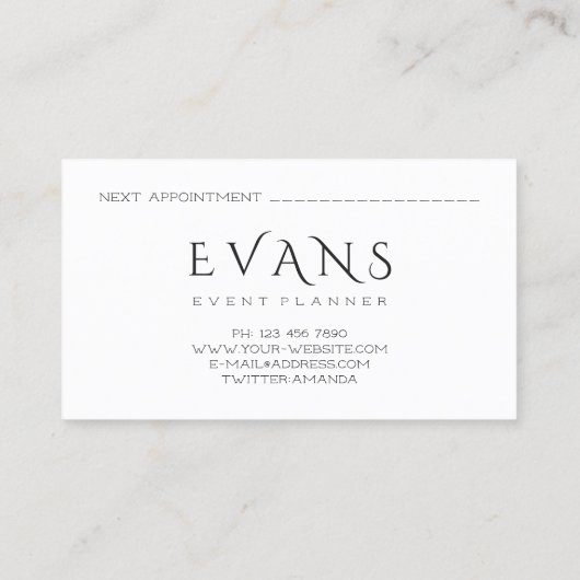 ミニマルイベントプランナーブラック金ゴールドライトフレーム付きブログ 予約カード (裏面)