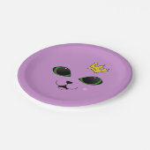 ミニマルイラストレーション:緑の瞳の猫、金ゴールド ペーパープレート (アングル)