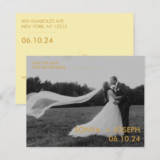 ミニマルウェディングフォト セーブザデートカード (正面/裏面)