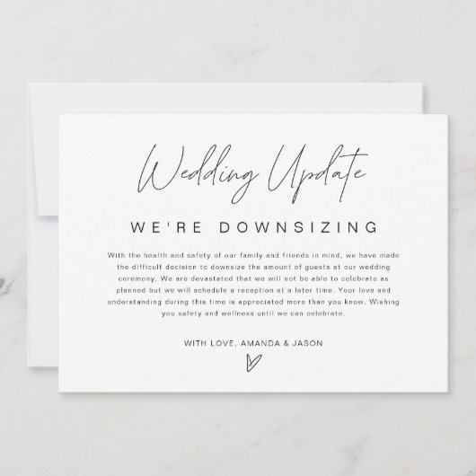 ミニマルウェディング ダウンサイズ発表カード 案内状 (正面)