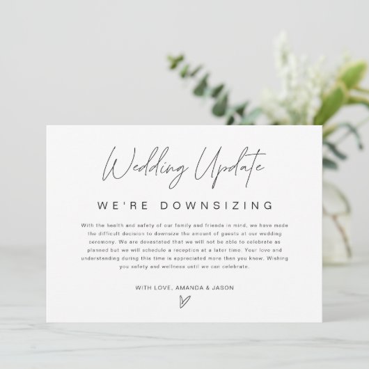 ミニマルウェディング ダウンサイズ発表カード 案内状 (スタンド正面)