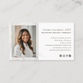 ミニマルウッドグレインリーフマッサージセラピスト写真 名刺 (裏面)