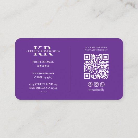 ミニマルエステティシャン王室のパープルグロー専門家 名刺 (裏面)