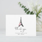 ミニマルエッフェルタワーブライダルシャワー感謝していユー カード (スタンド正面)