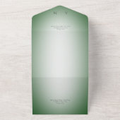 ミニマルエメラルドグリーン&ホワイトぼかしモダンQRコード オールインワン招待状 (外側)