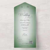 ミニマルエメラルドグリーン&ホワイトぼかしモダンQRコード オールインワン招待状 (内側)