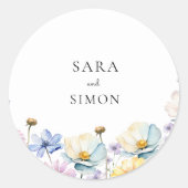 ミニマルエレガントお洒落野結婚花 ラウンドシール (正面)