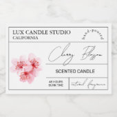 ミニマルエレガントさくらんぼろうそく瓶ラベル フードラベル (シングルラベル)