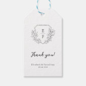 ミニマルエレガントさくらんぼブロッサムモノグラムクレスト ギフトタグ (正面)