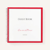 ミニマルエレガントさくらんぼレッド結婚ズゲストブック ノートブック (正面)