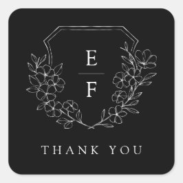 ミニマルエレガントさくらんぼ花モノグラムクレスト スクエアシール