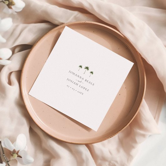 ミニマルエレガントな熱帯パームツリーウェディング スタンダードカクテルナプキン