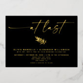 ミニマルエレガントの結婚写真実在 箔招待状 (正面)