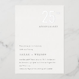 ミニマルエレガントはっきりしたシルバー 箔招待状