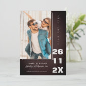 ミニマルエレガントはっきりしたフォント写真結婚の セーブザデート (スタンド正面)