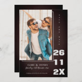 ミニマルエレガントはっきりしたフォント写真結婚の セーブザデート (正面/裏面)