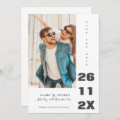 ミニマルエレガントはっきりしたフォント結婚白黒 セーブザデート (正面/裏面)