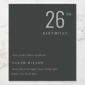 ミニマルエレガントはっきりした黒ブルーエイジ誕生日 ワインラベル (シングルラベル)