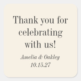 ミニマルエレガントアイボリーヴィンテージウェディングサンキュー スクエアシール
