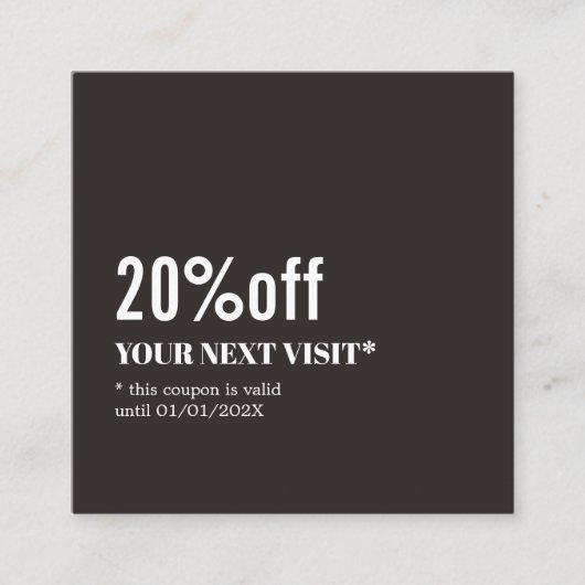 ミニマルエレガントアイボリー白黒美しいクーポン 割引カード (正面)