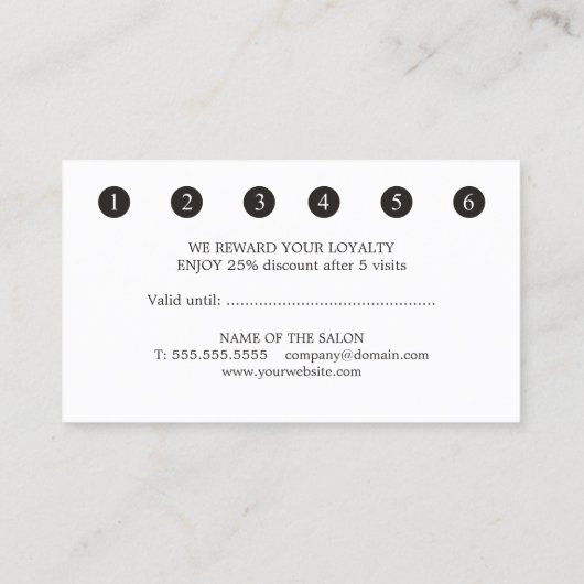 ミニマルエレガントアイボリー白黒美しい ロイヤリティカード (裏面)