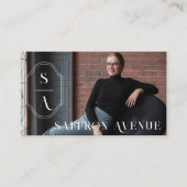 ミニマルエレガントカスタムモノグラムクレストカスタム写真 名刺 (正面)