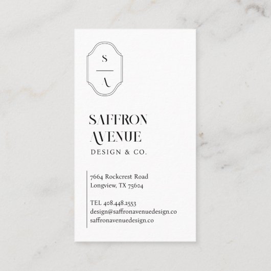 ミニマルエレガントカスタムモノグラムクレストカスタム写真 名刺 (裏面)