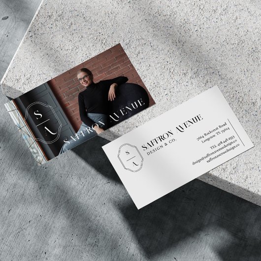 ミニマルエレガントカスタムモノグラムクレストカスタム写真 名刺