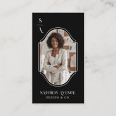 ミニマルエレガントカスタムモノグラム紋章 名刺 (正面)