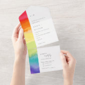 ミニマルエレガントカラフルプライドレインボー結婚ズ オールインワン招待状 (貼ってはがせる)