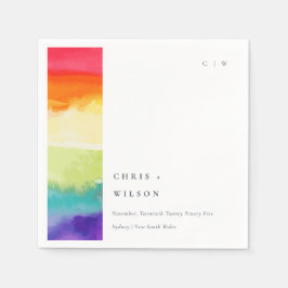 ミニマルエレガントカラフルプライドレインボー結婚ズ スタンダードカクテルナプキン