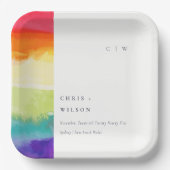 ミニマルエレガントカラフルプライドレインボー結婚ズ ペーパープレート (正面)