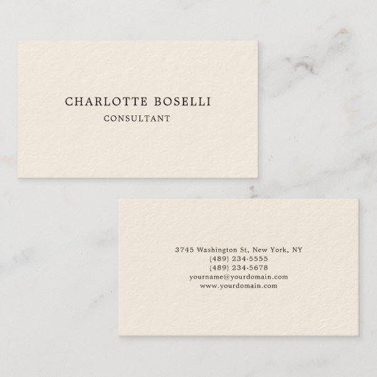 ミニマルエレガントクラシカルプロフェッショナルクリーム 名刺 (正面/裏面)